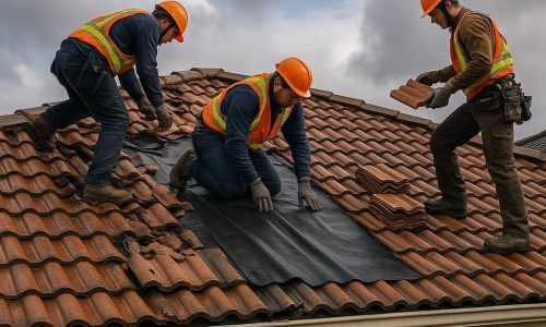 Dépannage toiture en urgence – fuite et étanchéité Intervention urgente sur une toiture pour réparer des fuites et tuiles endommagées